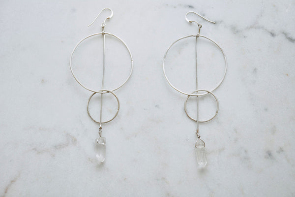 Double Hoop Quartz Earrings - Wild Soul Gems