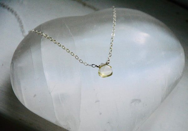 Lemon Quartz Teardrop Necklace - Wild Soul Gems